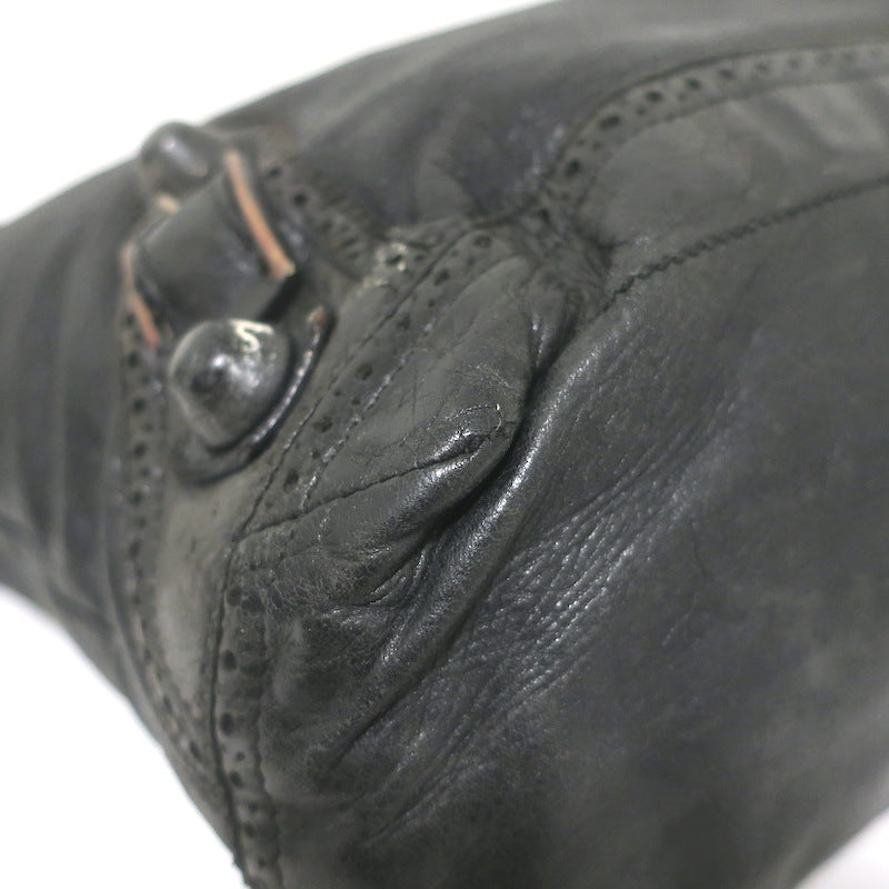 Balenciaga Giant Covered Brogues Day Hobo Black Leather Large Shoulder Bag