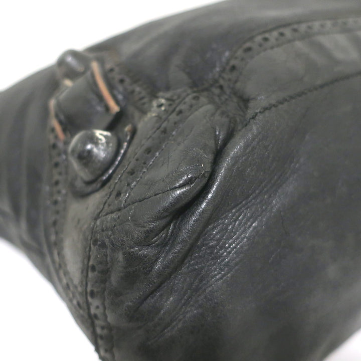 Balenciaga Giant Covered Brogues Day Hobo Black Leather Large Shoulder Bag