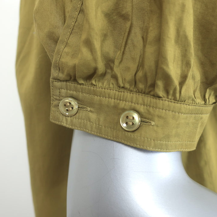 Vintage Yves Saint Laurent Puff Sleeve Tie-Neck Top Mustard Green Size 40