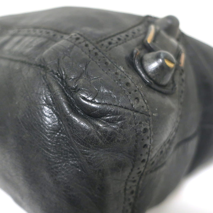 Balenciaga Giant Covered Brogues Day Hobo Black Leather Large Shoulder Bag
