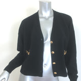 Celine Heritage Gourmette Cashmere Cropped Cardigan Black Size Small NEW