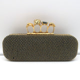 Alexander McQueen Knuckle Box Clutch Black Studded Suede Small Bag