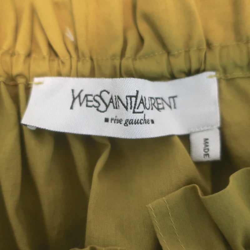 Vintage Yves Saint Laurent Puff Sleeve Tie-Neck Top Mustard Green Size 40