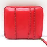 Comme des Garcons Raised Spike Zip Around Wallet Red Glossy Leather