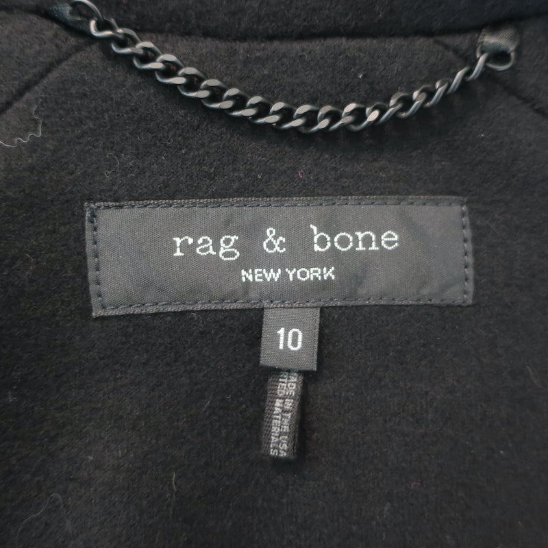 Rag &amp; Bone Lexington Blazer Black Grosgrain-Trimmed Wool Size 10