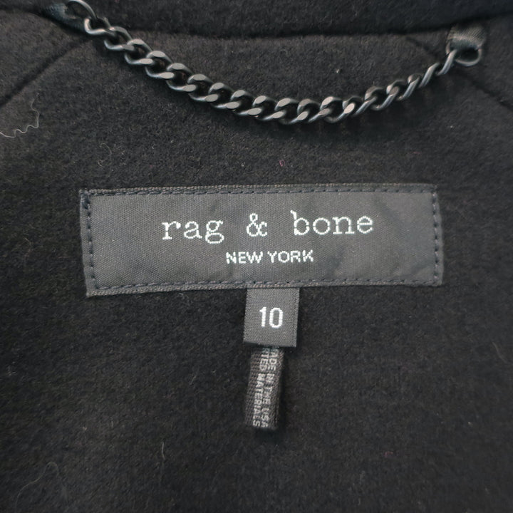 Rag &amp; Bone Lexington Blazer Black Grosgrain-Trimmed Wool Size 10