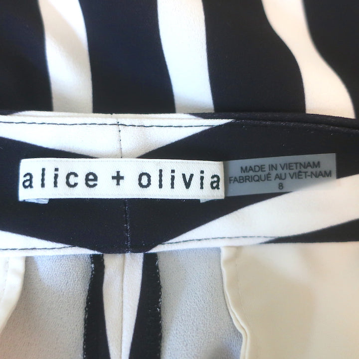 Alice + Olivia Conry Shorts Black &amp; White Striped Crepe Size 8