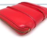 Comme des Garcons Raised Spike Zip Around Wallet Red Glossy Leather