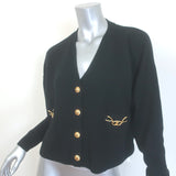 Celine Heritage Gourmette Cashmere Cropped Cardigan Black Size Small NEW