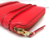 Comme des Garcons Raised Spike Zip Around Wallet Red Glossy Leather