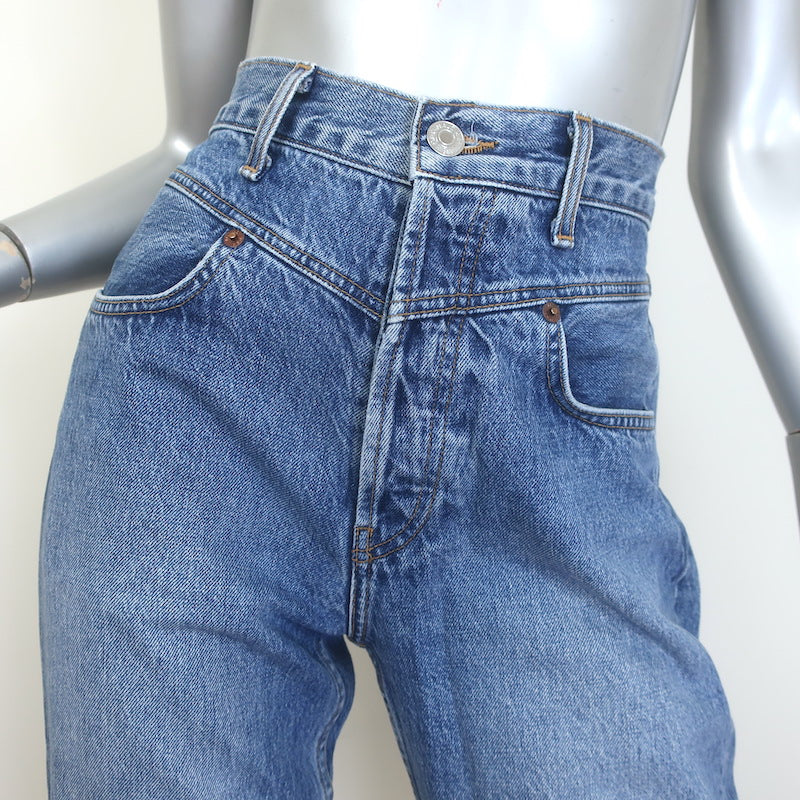 RE/DONE V-Seam Cropped Jeans Medium Blue Denim Size 27