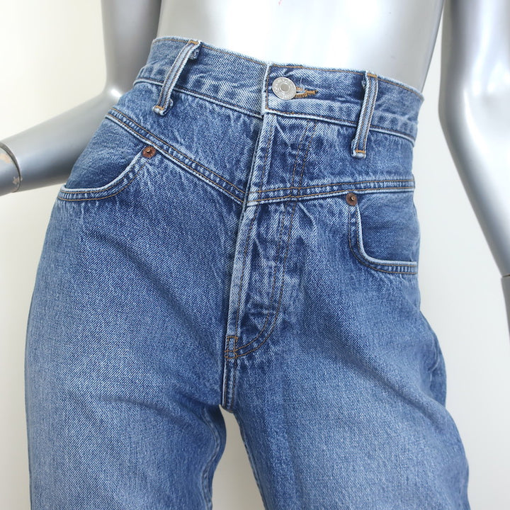 RE/DONE V-Seam Cropped Jeans Medium Blue Denim Size 27
