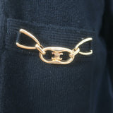 Celine Heritage Gourmette Cashmere Cropped Cardigan Black Size Small NEW