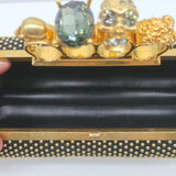 Alexander McQueen Knuckle Box Clutch Black Studded Suede Small Bag