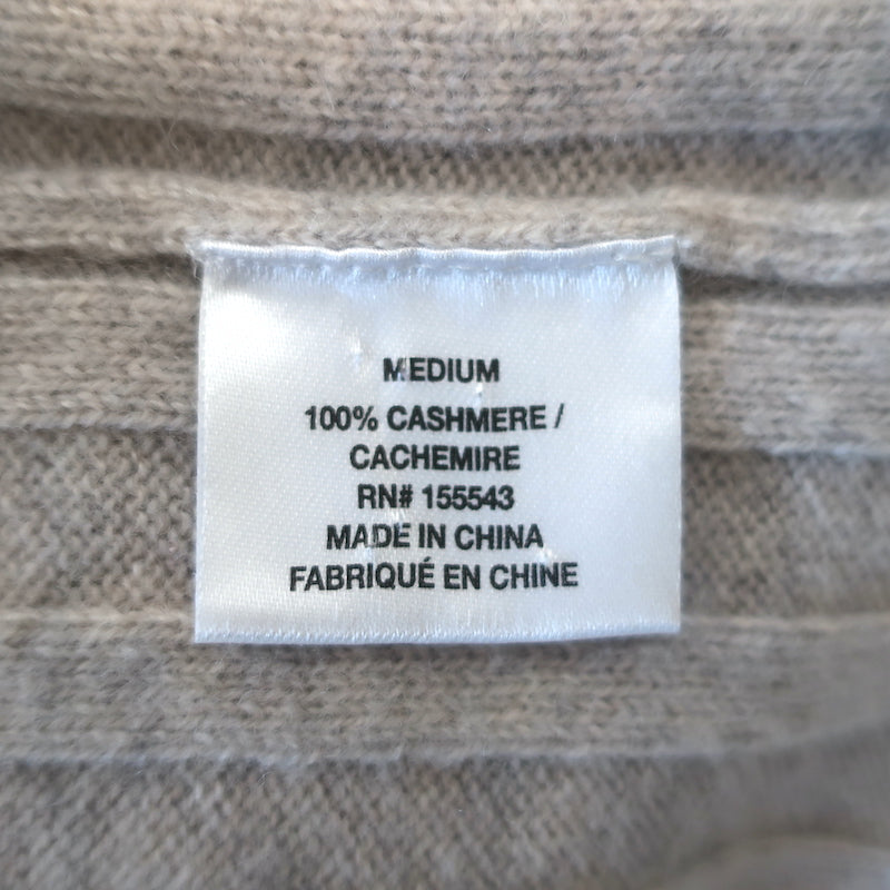 SABLYN Ethan Cashmere Short Sleeve Sweater Top Oatmeal Ribbed Knit Size Medium