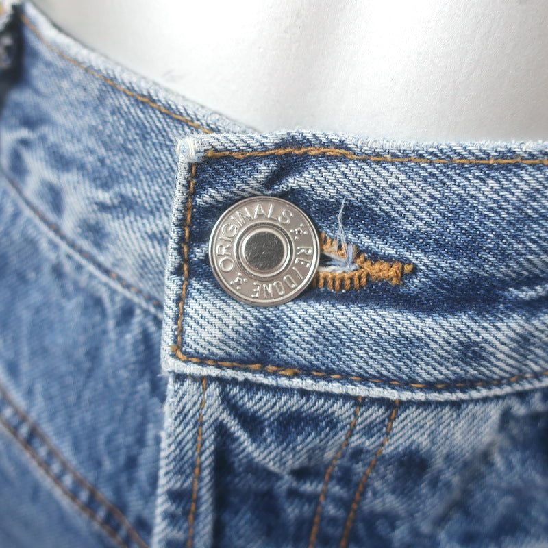 RE/DONE V-Seam Cropped Jeans Medium Blue Denim Size 27
