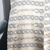 Chanel Logo Chain Link Print Scarf Champagne Silk