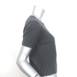 SABLYN Ethan Cashmere Short Sleeve Sweater Top Charcoal Ribbed Knit Size Medium