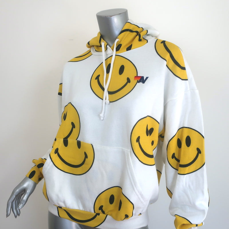 Aviator Nation Smiley Repeat Hoodie White Size Extra Small