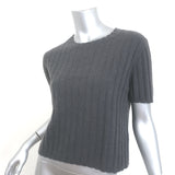 SABLYN Ethan Cashmere Short Sleeve Sweater Top Charcoal Ribbed Knit Size Medium