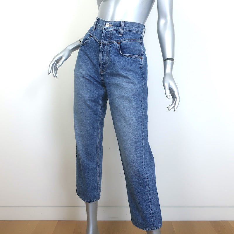 RE/DONE V-Seam Cropped Jeans Medium Blue Denim Size 27