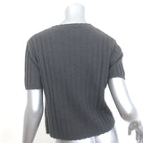 SABLYN Ethan Cashmere Short Sleeve Sweater Top Charcoal Ribbed Knit Size Medium