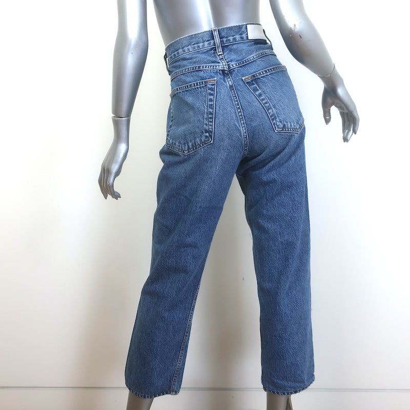 RE/DONE V-Seam Cropped Jeans Medium Blue Denim Size 27