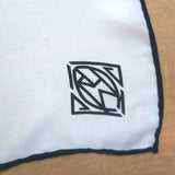 Ralph Lauren Purple Label Art Deco Logo Scarf White Silk Chiffon