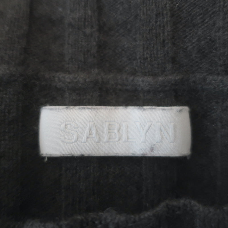 SABLYN Ethan Cashmere Short Sleeve Sweater Top Charcoal Ribbed Knit Size Medium