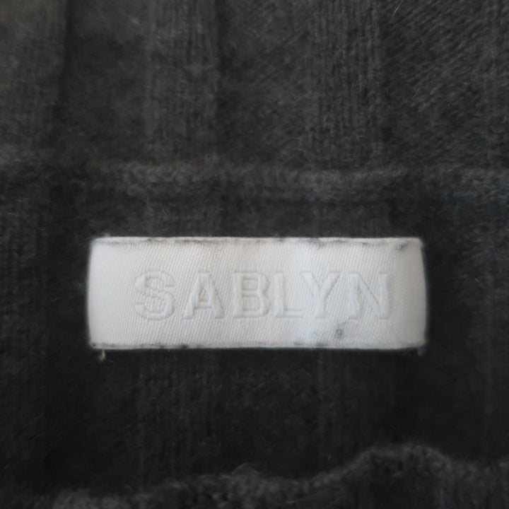 SABLYN Ethan Cashmere Short Sleeve Sweater Top Charcoal Ribbed Knit Size Medium