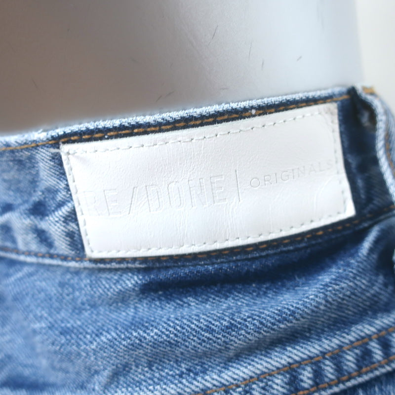 RE/DONE V-Seam Cropped Jeans Medium Blue Denim Size 27