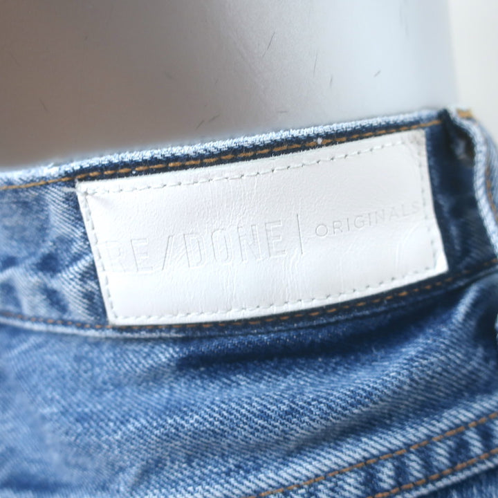 RE/DONE V-Seam Cropped Jeans Medium Blue Denim Size 27