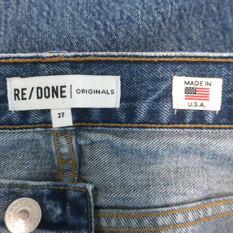 RE/DONE V-Seam Cropped Jeans Medium Blue Denim Size 27