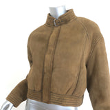 Rouje Shearling-Lined Suede Bomber Jacket Brown Size 38