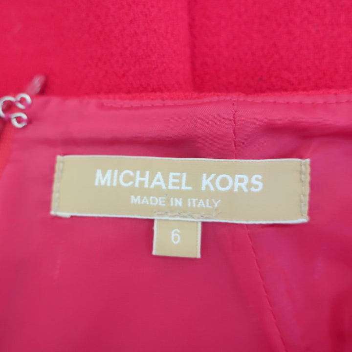 Michael Kors Collection Sleeveless Trumpet Hem Dress Azalea Wool Crepe Size 6