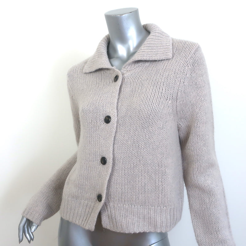 SABLYN Jackson Cashmere Cardigan Oatmeal Size Medium Collared Sweater