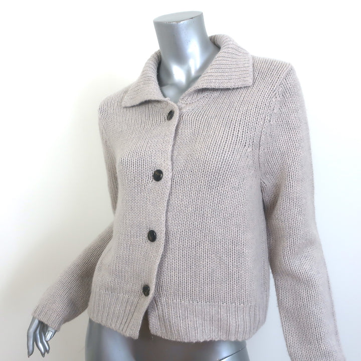SABLYN Jackson Cashmere Cardigan Oatmeal Size Medium Collared Sweater