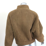 Rouje Shearling-Lined Suede Bomber Jacket Brown Size 38