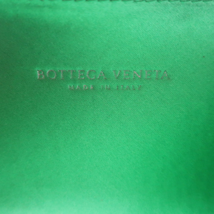 Bottega Veneta Knot Box Clutch Green Snakeskin-Trimmed Satin
