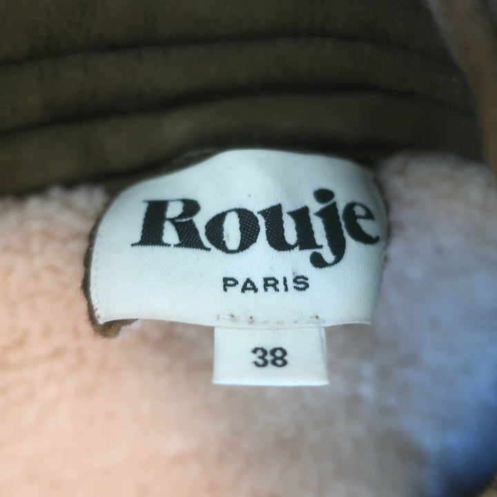 Rouje Shearling-Lined Suede Bomber Jacket Brown Size 38