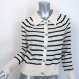 Veronica Beard Cheshire Striped Cashmere Cardigan Cream/Black Size Medium