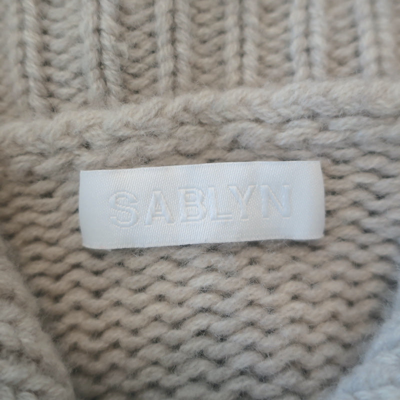 SABLYN Jackson Cashmere Cardigan Oatmeal Size Medium Collared Sweater