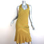 John Galliano Fringed Scarf Tie Dress Chartreuse Satin Size 42