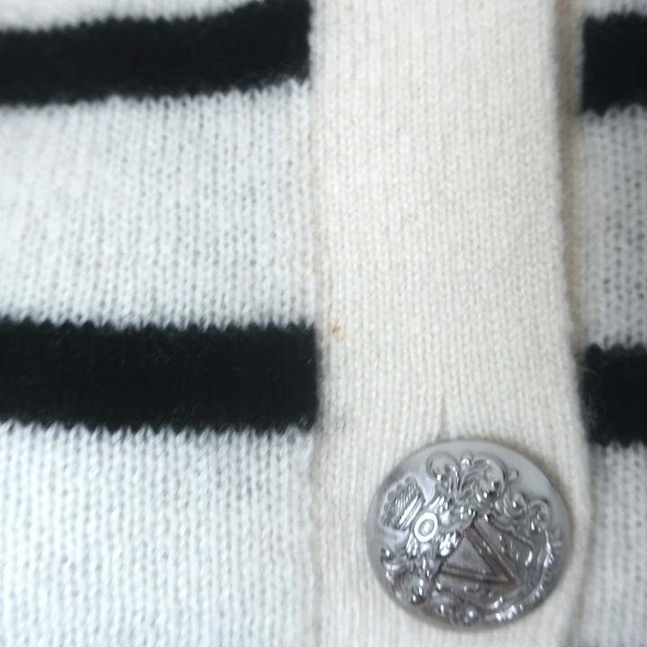 Veronica Beard Cheshire Striped Cashmere Cardigan Cream/Black Size Medium