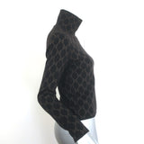 Gucci GG Monogram Knit Turtleneck Sweater Dark Brown Cashmere-Silk Size Small