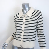 Veronica Beard Cheshire Striped Cashmere Cardigan Cream/Black Size Medium
