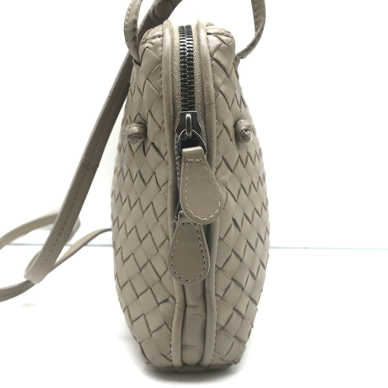 Bottega Veneta Nodini Intrecciato Crossbody Bag Taupe Leather