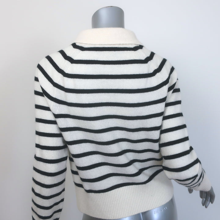Veronica Beard Cheshire Striped Cashmere Cardigan Cream/Black Size Medium