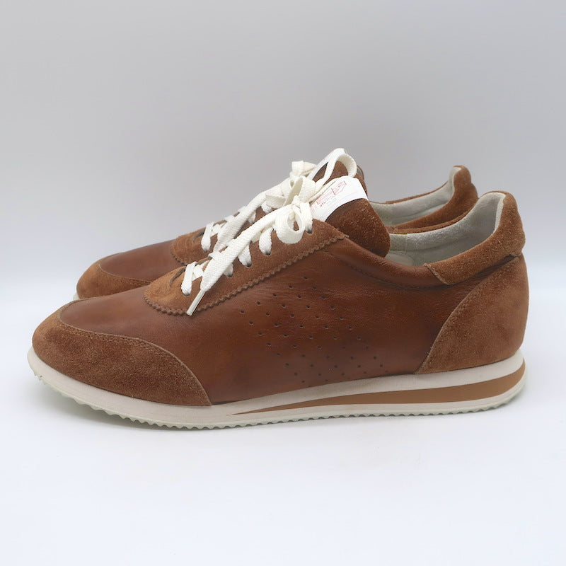 Brunello Cucinelli Low Top Sneakers Brown Perforated Leather &amp; Suede Size 44