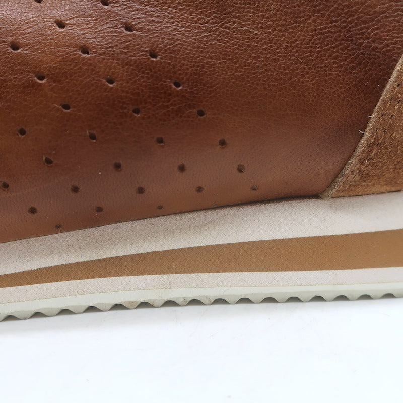 Brunello Cucinelli Low Top Sneakers Brown Perforated Leather &amp; Suede Size 44